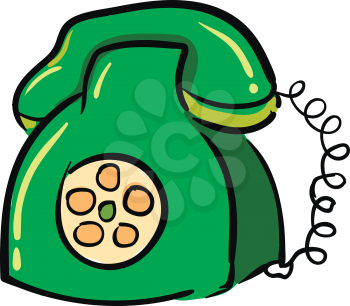 Green rotary dial phone illustration vector on white background
