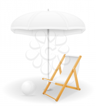 beach attributes umbrella and deck chair stock vector illustration isolated on white background