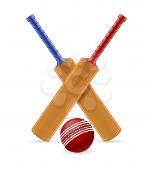 cricket bat and ball for a sports game stock vector illustration isolated on white background