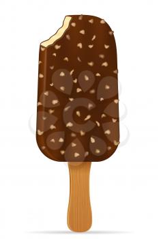 ice cream in chocolate glaze on stick stock vector illustration isolated on white background