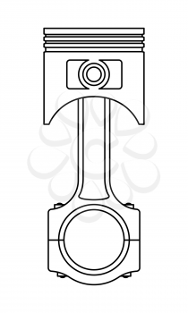 piston with a connecting rod part of a car engine black outline silhouette stock vector illustration isolated on white background