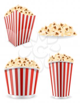 popcorn in striped cardboard package stock vector illustration isolated on white background