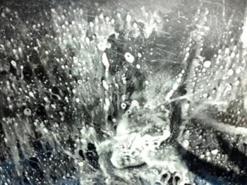 Cool wet abstract background black white gray silver bubbles soap on glass car wash