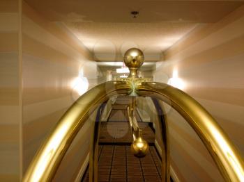 Hotel hallway long perspective corridor symmetrical design with bellhop cart