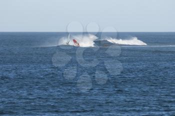 Windsurfers. Majanicho. La Oliva. Fuerteventura. Canary Islands. Spain.