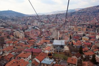 Sarajevo, Bosnia and Herzegovina - 27 February 2019: Cable car