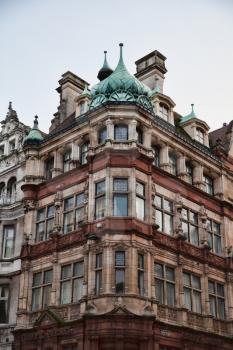 Liverpool, UK - 19 October 2019: Architecture of Liverpool, The Bank Adelphi Building, Corner of Castle St and Brunswick St