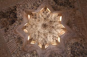 Granada, Spain - 26 July 2013: Ceiling of the Hall of the Abencerrajes