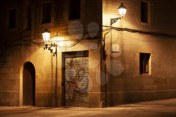 Barcelona, Spain - 28 June 2012: Streets of el Born neighbourhood at night
