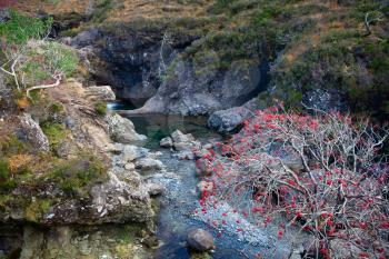 One of the Fairy pools in autumn, Skye, Scotland, UK