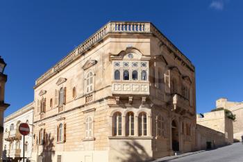 Victoria, Gozo, Malta - 6 January 2020: Historic building on Castle Street