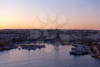Msida, Malta - 7 January 2020: Yacht Marina at susnet
