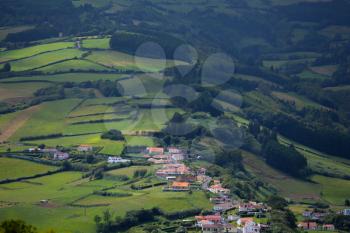 Green agricultural pattern of Faial Island, Azores, Portugal