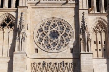 Bordeaux, France - 22 February 2020: Rose window of Bordeaux Cathedral Saint-Andre