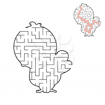 Abstract maze. Game for kids. Puzzle for children. Labyrinth conundrum. Black vector illustration. Find the right path. The development of logical thinking. Education worksheet. With answer.