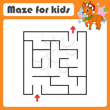 Abstract maze. Game for kids. Puzzle for children. Cartoon style. Labyrinth conundrum. Color vector illustration. Find the right path. Cute character.