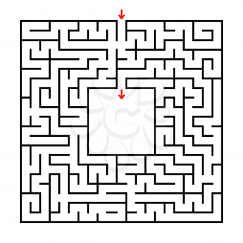 Abstract square maze. Developmental game for children. Simple flat vector illustration isolated on white background. With a place for your image