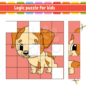 Logic puzzle for kids. Dog animal. Education developing worksheet. Learning game for children. Activity page. Simple flat isolated vector illustration in cute cartoon style.