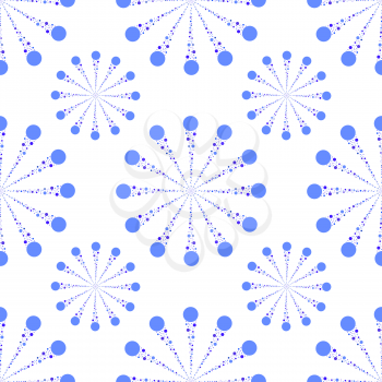 Color Seamless pattern of abstract blue snowflakes