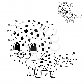 Dot to dot. Draw a line. Handwriting practice. Learning numbers for kids. Education developing worksheet. Activity coloring page. Funny game. Isolated vector illustration. Cartoon style. With answer.