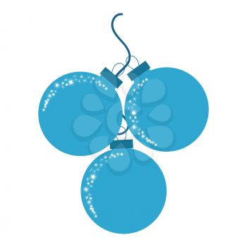 The combination of the three Christmas ornaments on the rope. Flat colored isolated picture.