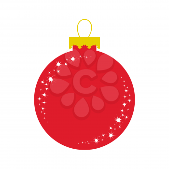 Red glass ball. Christmas tree decoration on Christmas. Flat colored insulated picture.