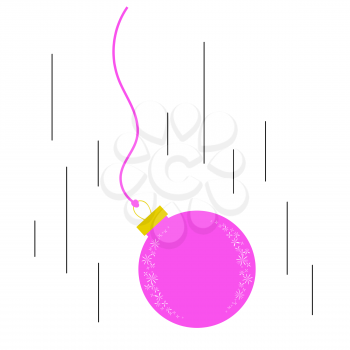 Flying down the flat pink insulated Christmas toy ball with rope. Simple design for processing.