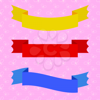 Set of isolated flat colored ribbons banners. Suitable for the design