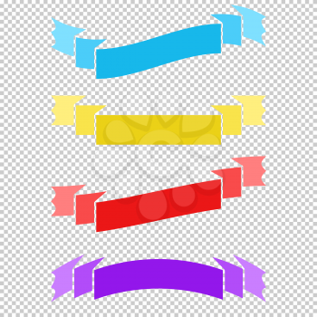 Set of colored flat isolated ribbon banners on a transparent background