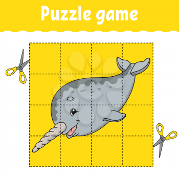 Puzzle game for kids . Education developing worksheet. Learning game for children. Activity page. For toddler. Riddle for preschool. Simple flat isolated vector illustration in cute cartoon style.
