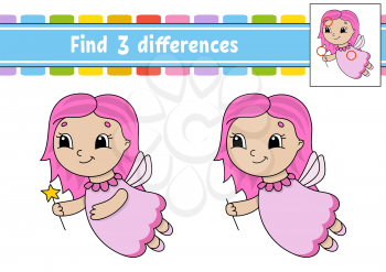 Find differences. Education developing worksheet. Activity page. Game for children. Isolated vector illustration in cute cartoon style.