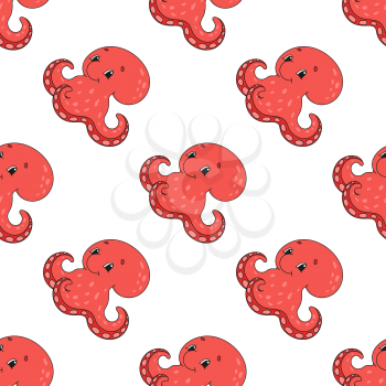 Colored seamless pattern with cute cartoon character. Simple flat vector illustration isolated on white background. Design wallpaper, fabric, wrapping paper, covers, websites.