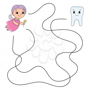 Maze. Game for kids. Funny labyrinth. Education developing worksheet. Activity page. Puzzle for children. Cute cartoon style. Riddle for preschool. Logical conundrum. Color vector illustration