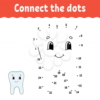 Dot to dot. Draw a line. Handwriting practice. Learning numbers for kids. Education developing worksheet. Activity page. Game for toddler and preschoolers. Isolated vector illustration. artoon style