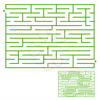 Abstract colored rectangular maze. An interesting game for children and teenagers. Simple flat vector illustration isolated on white background. With the answer.