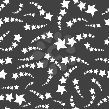 Seamless pattern. White stars on a black background. Vector illustration.