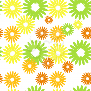 Colorful abstract seamless pattern with silhouettes of fantastic flowers. Simple flat vector illustration.
