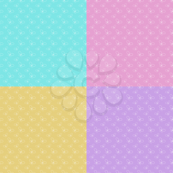 Set of colorful abstract seamless patterns with silhouettes of butterflies. Simple flat vector illustration.