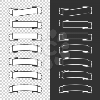 A set of banner ribbons. With space for text. A simple flat vector illustration isolated on a black and transparent background.