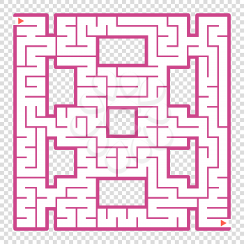 Abstract square maze. An interesting game for teenagers and adults. A simple flat vector illustration isolated on a transparent background.