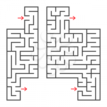 A set of two rectangular mazes with an entrance and an exit. Simple flat vector illustration isolated on white background. With a place for your image