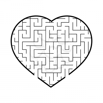 Labyrinth heart. Simple flat vector illustration isolated on white background. An interesting game for children and teenagers