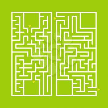 A set of two rectangular labyrinths. A simple flat vector illustration isolated on a green background. Developmental game for children