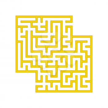 Yellow square labyrinth. A game for children. Simple flat vector illustration isolated on white background. With a place for your images