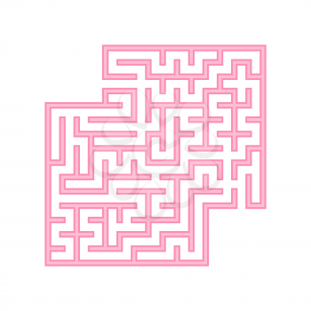 Pink square labyrinth. A game for children. Simple flat vector illustration isolated on white background. With a place for your images