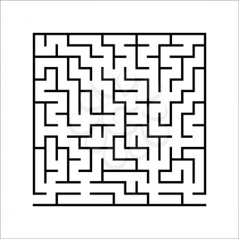 Abstract square maze. Game for kids. Puzzle for children. One entrances, one exit. Labyrinth conundrum. Simple flat vector illustration isolated on white background.