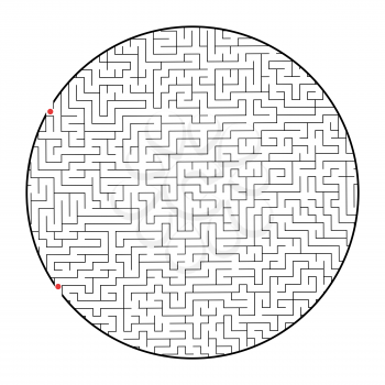 Difficult round labyrinth. Game for kids and adults. Puzzle for children. Labyrinth conundrum. Flat vector illustration isolated on white background