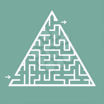 Abstract triangular labyrinth. Game for kids. Puzzle for children. One entrance, one exit. Labyrinth conundrum. Flat vector illustration isolated on color background