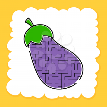 Maze eggplant. Game for kids. Puzzle for children. Cartoon style. Labyrinth conundrum. Color vector illustration. The development of logical and spatial thinking