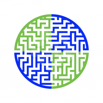 Color round maze. Painted in different colors. Game for kids and adults. Puzzle for children. Labyrinth conundrum. Flat vector illustration isolated on white background